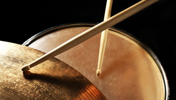 Drummer playing the drums closeup